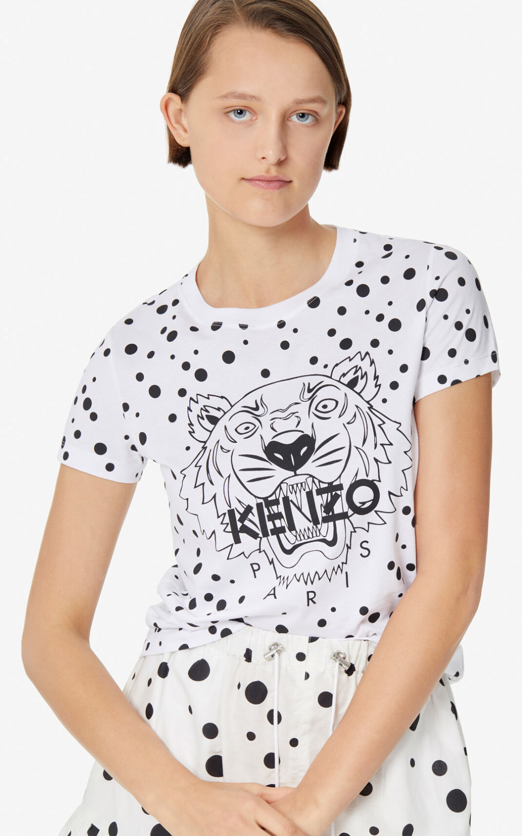 Kenzo Dots Tiger T Shirt Dam | 03752-KSWQ